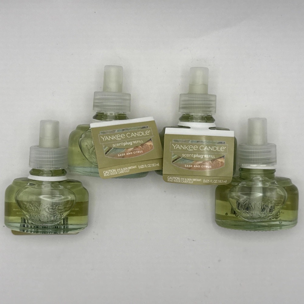 4 Yankee Candle SAGE AND CITRUS Scented Oil PLUG-IN REFILL NOS NWT